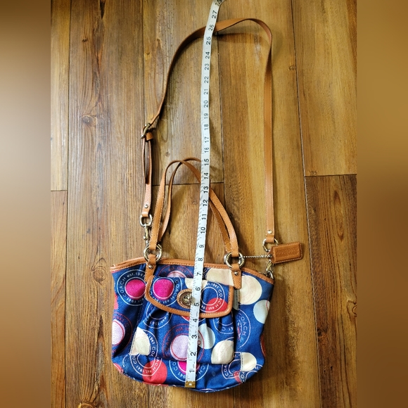 Blue Multi Color Dots Coach Purse - Picture 6 of 11